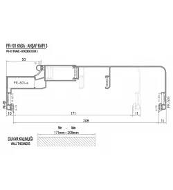 Adjustable Aluminum Door Frame For 17-20 Cm Thickness