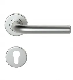 Stainless Steel Oval L Door Handle Compatible with Cylinder Locks
