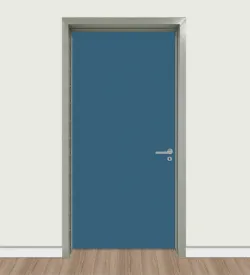 Blue Iris Colored Metal-Framed Laminated Door