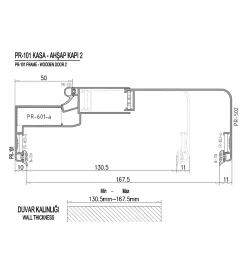 Adjustable Aluminum Door Frame in Anodized Color 13-16Cm