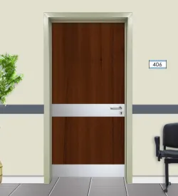 Halifax Walnut Hospital Door with Stretcher and Kick Plate