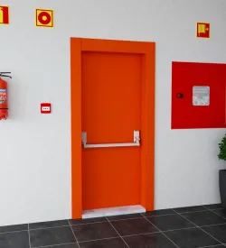 Red Panic Bar Emergency Fire Exit Door