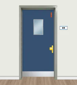 Lobelia Blue Barrier Arm Glass Laminated School Door