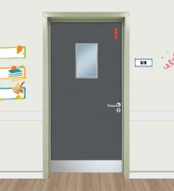 Obsidian Gray Metal Frame Door Stopper Glass Laminated School Door