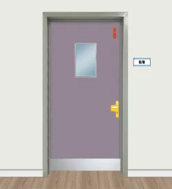 Pink Kunzite Classroom Door with Glass and Door Holder