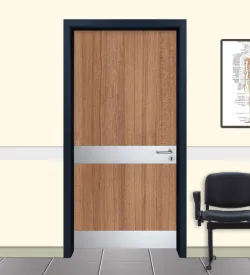 Rhodes Teak Anthracite Aluminum Framed Hospital Room Door
