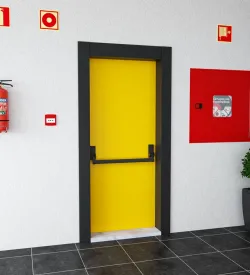 Yellow and Anthracite Colored Emergency Exit Door