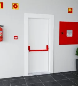Beyaz Renkli Panik Barlı Acil Yangın Çıkış Kapısı